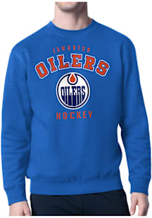 Starter Edmonton Oilers Mens Blue Logo Long Sleeve Crew Sweatshirt