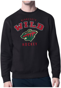 Starter Minnesota Wild Mens Black Logo Long Sleeve Crew Sweatshirt