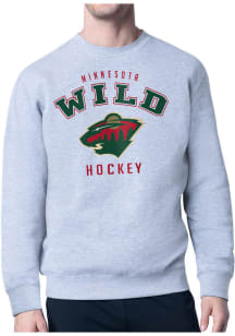 Starter Minnesota Wild Mens Grey Logo Long Sleeve Crew Sweatshirt