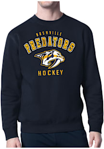 Starter Nashville Predators Mens Navy Blue Logo Long Sleeve Crew Sweatshirt
