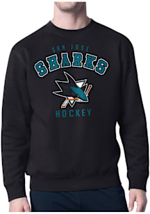 Starter San Jose Sharks Mens Black Logo Long Sleeve Crew Sweatshirt