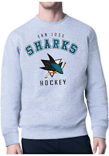 Starter San Jose Sharks Mens Grey Logo Long Sleeve Crew Sweatshirt