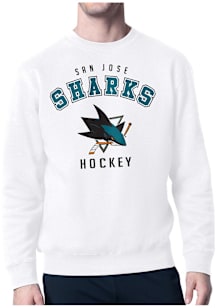 Starter San Jose Sharks Mens White Logo Long Sleeve Crew Sweatshirt