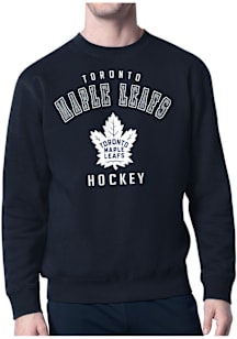 Starter Toronto Maple Leafs Mens Navy Blue Logo Long Sleeve Crew Sweatshirt