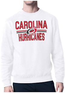 Starter Carolina Hurricanes Mens White Mesh Logo Long Sleeve Crew Sweatshirt