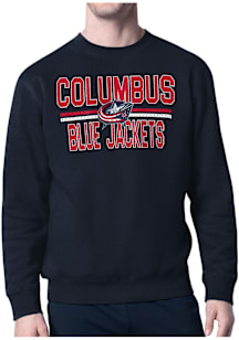 Starter Columbus Blue Jackets Mens Navy Blue Mesh Logo Long Sleeve Crew Sweatshirt