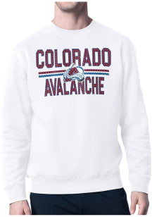 Starter Colorado Avalanche Mens White Mesh Logo Long Sleeve Crew Sweatshirt