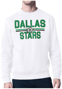 Starter Dallas Stars Mens White Mesh Logo Long Sleeve Crew Sweatshirt