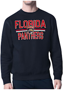Starter Florida Panthers Mens Navy Blue Mesh Logo Long Sleeve Crew Sweatshirt