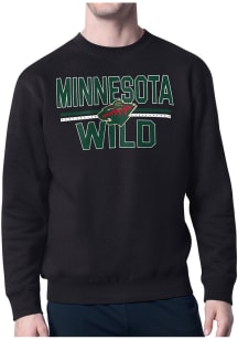 Starter Minnesota Wild Mens Black Mesh Logo Long Sleeve Crew Sweatshirt