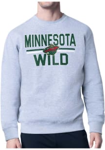 Starter Minnesota Wild Mens Grey Mesh Logo Long Sleeve Crew Sweatshirt