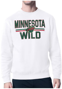 Starter Minnesota Wild Mens White Mesh Logo Long Sleeve Crew Sweatshirt