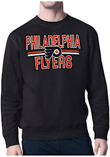 Starter Philadelphia Flyers Mens Black Mesh Logo Long Sleeve Crew Sweatshirt