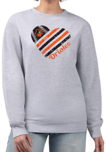 4Her Baltimore Orioles Womens Grey Heart Crew Sweatshirt