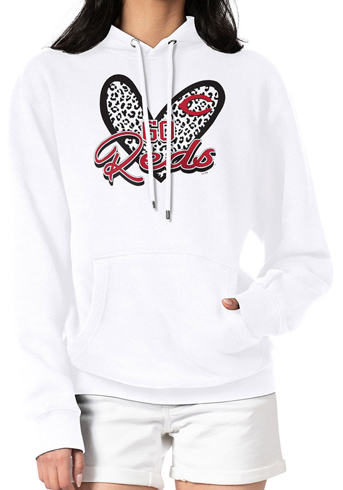 4Her Cincinnati Reds Womens Leopard Heart Hooded Sweatshirt