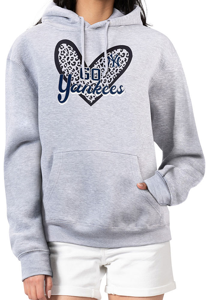 4Her New York Yankees Womens HEATHER GREY Leopard Heart