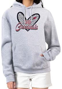 4Her Arizona Cardinals Womens Grey Leopard Heart Hooded Sweatshirt
