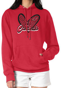 4Her Arizona Cardinals Womens Red Leopard Heart Hooded Sweatshirt