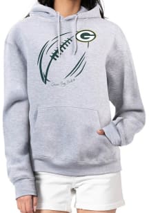 4Her Green Bay Packers Womens Grey Subtle Football Hooded Sweatshirt