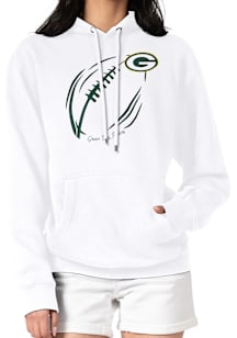 4Her Green Bay Packers Womens White Subtle Football Hooded Sweatshirt