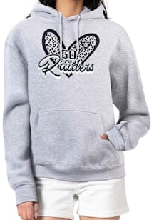 4Her Las Vegas Raiders Womens Grey Leopard Heart Hooded Sweatshirt