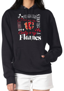 4Her Calgary Flames Womens Black Collage Hooded Sweatshirt