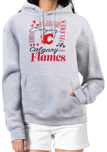 4Her Calgary Flames Womens Grey Collage Hooded Sweatshirt