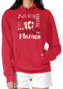 4Her Calgary Flames Womens Red Collage Hooded Sweatshirt