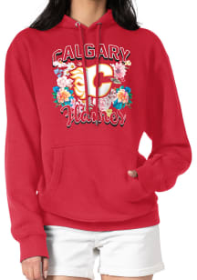 4Her Calgary Flames Womens Red Flowers Hooded Sweatshirt