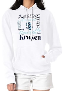 4Her Seattle Kraken Womens White Collage Hooded Sweatshirt