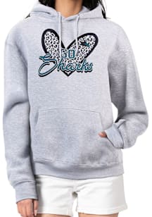 4Her San Jose Sharks Womens Grey Leopard Heart Hooded Sweatshirt