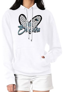4Her San Jose Sharks Womens White Leopard Heart Hooded Sweatshirt