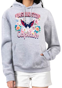 4Her Washington Capitals Womens Grey Flowers Hooded Sweatshirt