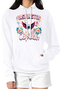 4Her Washington Capitals Womens White Flowers Hooded Sweatshirt