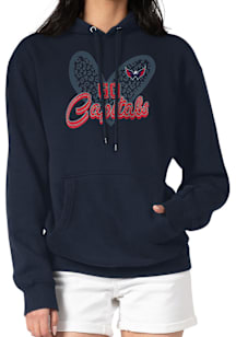 4Her Washington Capitals Womens Navy Blue Leopard Heart Hooded Sweatshirt