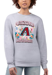 4Her Arizona Diamondbacks Womens Grey Flowers Crew Sweatshirt