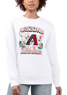 4Her Arizona Diamondbacks Womens White Flowers Crew Sweatshirt