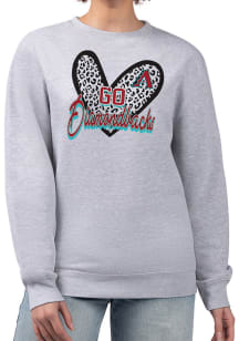 4Her Arizona Diamondbacks Womens Grey Leopard Heart Crew Sweatshirt