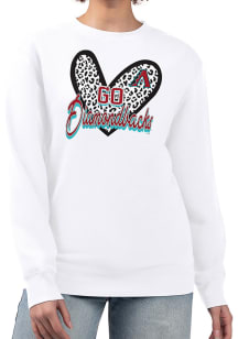 4Her Arizona Diamondbacks Womens White Leopard Heart Crew Sweatshirt