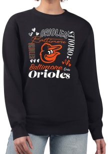 4Her Baltimore Orioles Womens Black Collage Crew Sweatshirt