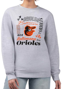 4Her Baltimore Orioles Womens Grey Collage Crew Sweatshirt