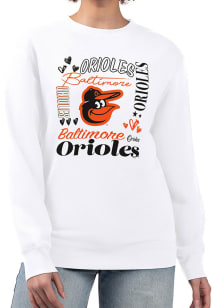 4Her Baltimore Orioles Womens White Collage Crew Sweatshirt