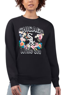 4Her Chicago White Sox Womens Black Flowers Crew Sweatshirt
