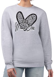 4Her Chicago White Sox Womens Grey Leopard Heart Crew Sweatshirt