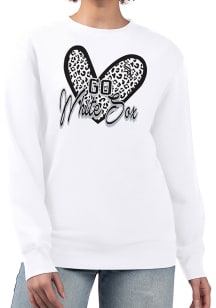4Her Chicago White Sox Womens White Leopard Heart Crew Sweatshirt