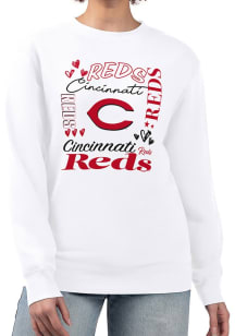 4Her Cincinnati Reds Womens White Collage Crew Sweatshirt