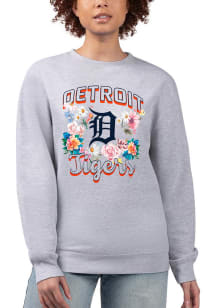 4Her Detroit Tigers Womens Grey Flowers Crew Sweatshirt