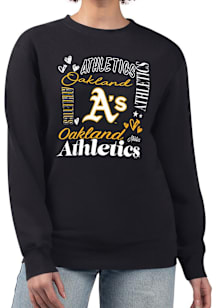 4Her Oakland Athletics Womens Black Collage Crew Sweatshirt