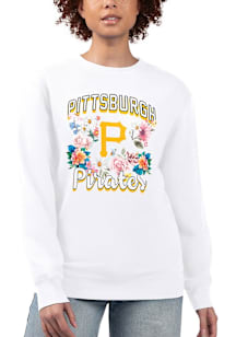 4Her Pittsburgh Pirates Womens White Flowers Crew Sweatshirt