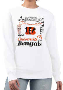 4Her Cincinnati Bengals Womens White Collage Crew Sweatshirt